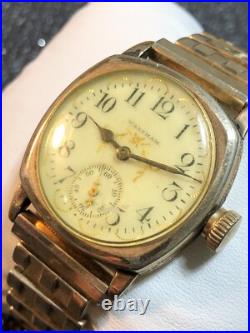 Antique 1903 Waltham Mechanical Watch Hand Painted Porcelain Dial Parts/Repair