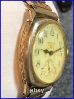 Antique 1903 Waltham Mechanical Watch Hand Painted Porcelain Dial Parts/Repair