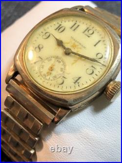 Antique 1903 Waltham Mechanical Watch Hand Painted Porcelain Dial Parts/Repair