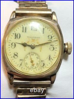 Antique 1903 Waltham Mechanical Watch Hand Painted Porcelain Dial Parts/Repair