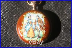 Antique 1920 Enamel Couple Picture Sterling 800 Silver For Repairs/or Parts