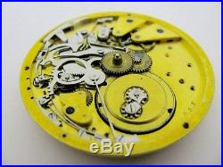 Antique 44.52mm Cylinder QUARTER 1/4 HOUR REPEATER Pocket Watch Movement REPAIR
