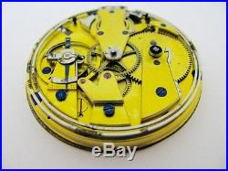 Antique 44.52mm Cylinder QUARTER 1/4 HOUR REPEATER Pocket Watch Movement REPAIR