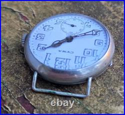 Antique Cyma WWI Trench Watch 7J Base Metal Round Wire Lugs For Parts/Repair
