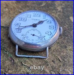 Antique Cyma WWI Trench Watch 7J Base Metal Round Wire Lugs For Parts/Repair