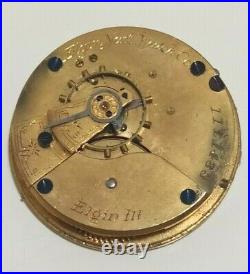 Antique Elgin Natl Watch Co Pocket Watch Movement For Repair Or Parts