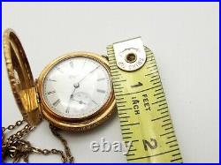 Antique Elgin Pocket Watch Jewel Hunter Case Part Repair 14K Gold Filled + Fob