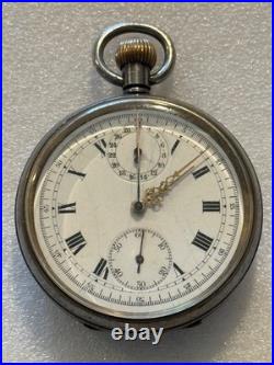 Antique Excelsior Park Le Phare Chronograph Pocket Watch Gunmetal Parts Repair