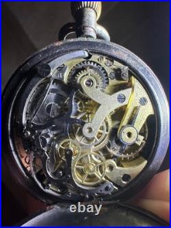Antique Excelsior Park Le Phare Chronograph Pocket Watch Gunmetal Parts Repair