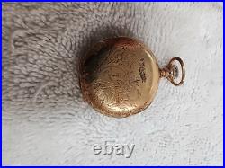 Antique Hampton Dueber Pocket Watch Brass Floral 5891374 Parts Repair