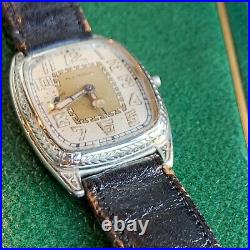 Antique Illinois Marquis White Gold Filled Project Wristwatch PARTS / REPAIR