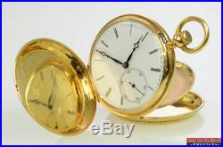 Antique Jules Vernot 18K Gold Hunter's Case KW Pocket Watch 67.1g For Repair S1X