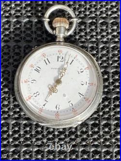 Antique Longines Pocket Watch 8j 35mm Silver Embossed Case 44681 Parts Repair