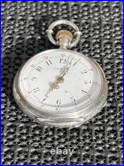 Antique Longines Pocket Watch 8j 35mm Silver Embossed Case 44681 Parts Repair