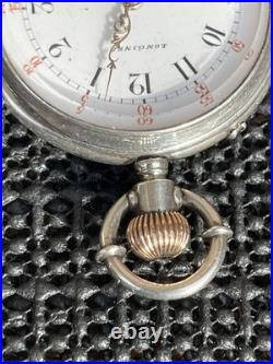 Antique Longines Pocket Watch 8j 35mm Silver Embossed Case 44681 Parts Repair