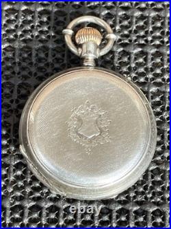 Antique Longines Pocket Watch 8j 35mm Silver Embossed Case 44681 Parts Repair