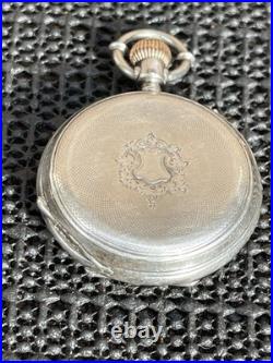 Antique Longines Pocket Watch 8j 35mm Silver Embossed Case 44681 Parts Repair