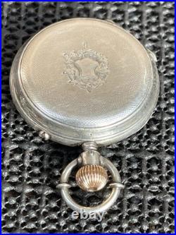 Antique Longines Pocket Watch 8j 35mm Silver Embossed Case 44681 Parts Repair