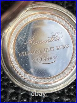 Antique Longines Pocket Watch 8j 35mm Silver Embossed Case 44681 Parts Repair