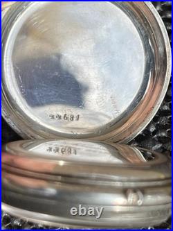 Antique Longines Pocket Watch 8j 35mm Silver Embossed Case 44681 Parts Repair