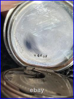 Antique Longines Pocket Watch 8j 35mm Silver Embossed Case 44681 Parts Repair