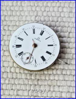 Antique Omega 28.4mm Enamel Dial Pocket Watch Movement For Parts/repair