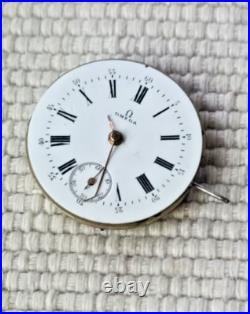 Antique Omega 28.4mm Enamel Dial Pocket Watch Movement For Parts/repair
