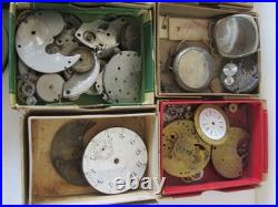 Antique Pocket Watch Movement Face Dial Parts Repair Watchmaker Estate Lot
