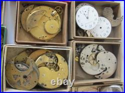 Antique Pocket Watch Movement Face Dial Parts Repair Watchmaker Estate Lot