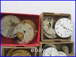 Antique Pocket Watch Movement Face Dial Parts Repair Watchmaker Estate Lot