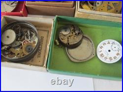 Antique Pocket Watch Movement Face Dial Parts Repair Watchmaker Estate Lot