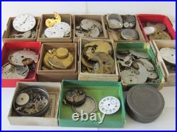 Antique Pocket Watch Movement Face Dial Parts Repair Watchmaker Estate Lot