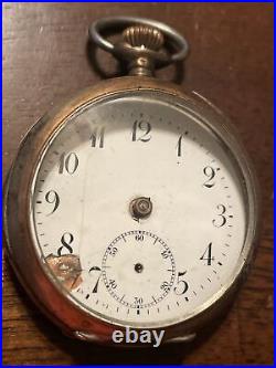 Antique Pocket Watch Movement For Parts Repair Only