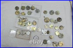 Antique Pocket Watch Repair Lot Porcelain Dials Movements Parts Student Project