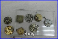 Antique Pocket Watch Repair Lot Porcelain Dials Movements Parts Student Project