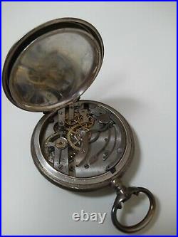 Antique Silver 0.800 Chronograph Pocket Watch For Repair Or Parts