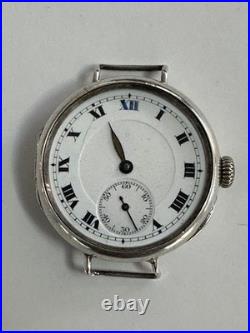 Antique Sterling Silver Trench Watch for Parts or Repair
