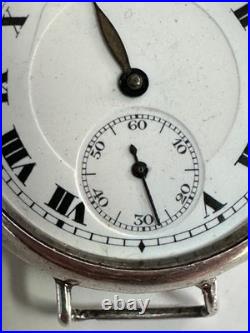 Antique Sterling Silver Trench Watch for Parts or Repair
