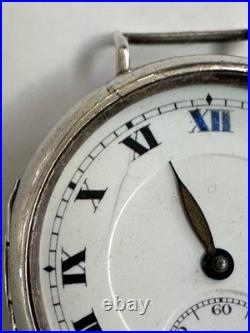 Antique Sterling Silver Trench Watch for Parts or Repair