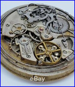 Antique Swiss Quarter Repeater Chronograph Pocket Watch Movement Repair 22673