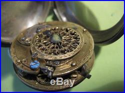 Antique Unknown Verge Fusee Pocket Watch ca. 1780 Parts or Repair good Balance