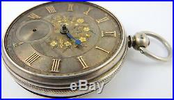 Antique silver dial fusee pocket watch H. M 1871 Not working for parts or repair