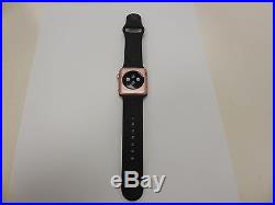 Apple Watch Sport 38mm Case Rose Gold withBlack Band icloud Parts or Repair