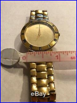 Authentic Gucci Mens Watch 3300 2M Gold Wristwatch For Parts Or Repair
