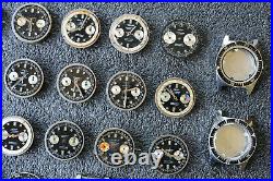 BIG JOB LOT 1970's DIVERS CHRONOGRAPHS MOVEMENTS + CASES FOR PARTS OR REPAIRS