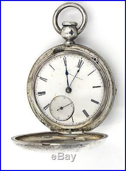 Bw Raymond Coin Silver Hunter Case Key Wound Pocket Watch For Parts Or Repair