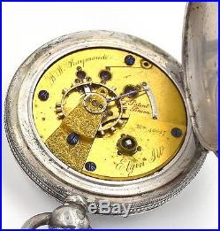 Bw Raymond Coin Silver Hunter Case Key Wound Pocket Watch For Parts Or Repair