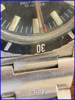 Belforte Watch 666 FT Diver withPatina, SS Case, Self Winding, For Part or Repair