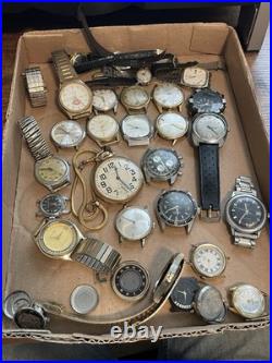 Big Vintage Mixed Watch Lot For Repair Parts Or Working Looks To Be Mostly Men