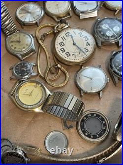 Big Vintage Mixed Watch Lot For Repair Parts Or Working Looks To Be Mostly Men